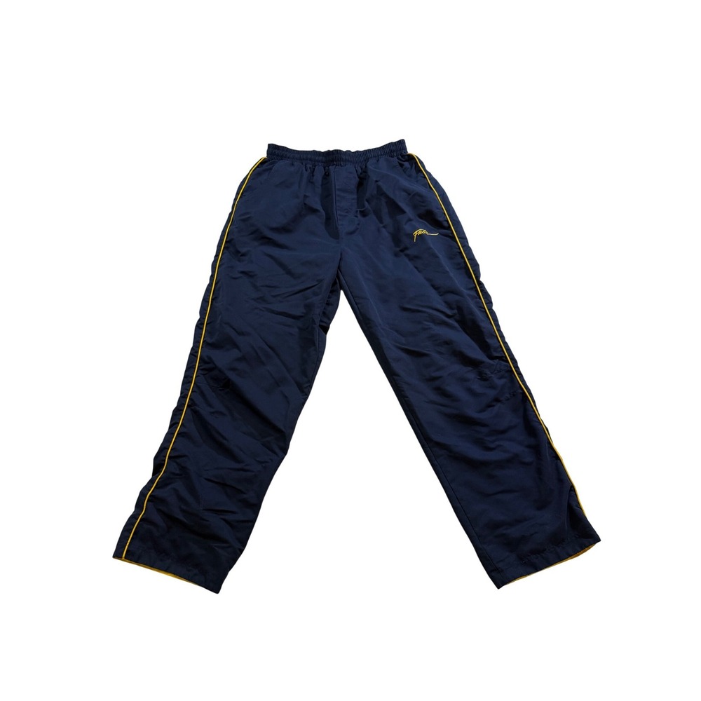 FUBU Track Pants Navy Blue Yellow Vintage 90s Hip Hop Streetwear Y2K Retro M